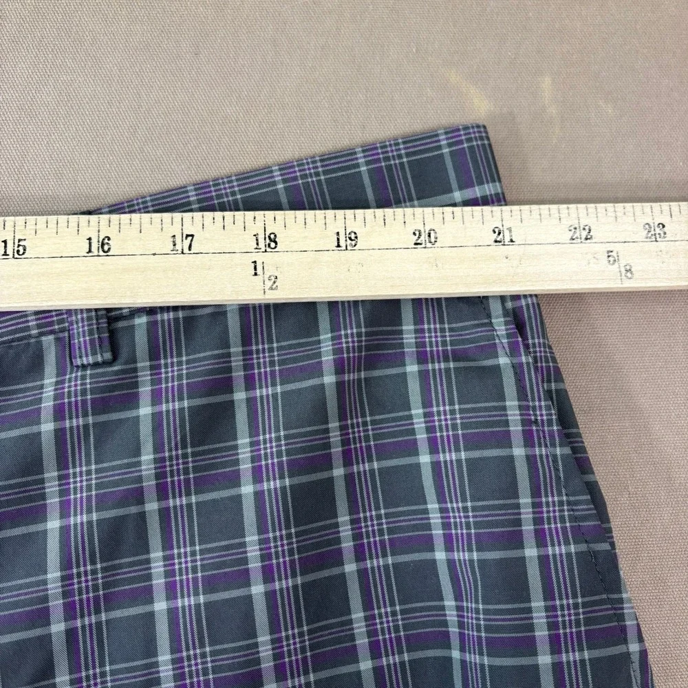 Ben Hogan Golf Shorts Mens 42W Gray Nine Iron Plaid Performance PowerWick UPF 15